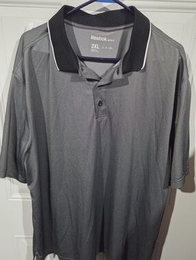 Reebok Golf Gray Polo Shirt with Black Collar and White Trim - Men's 2XL